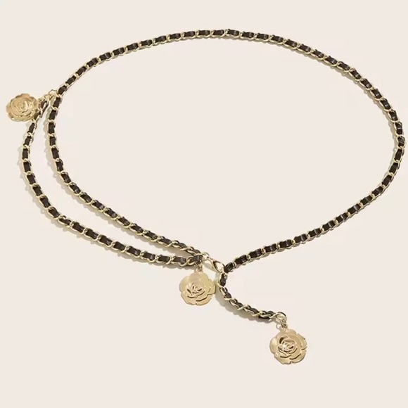 High Quality Metal Waist Chain Belt with Round Flower Pendant main image 5